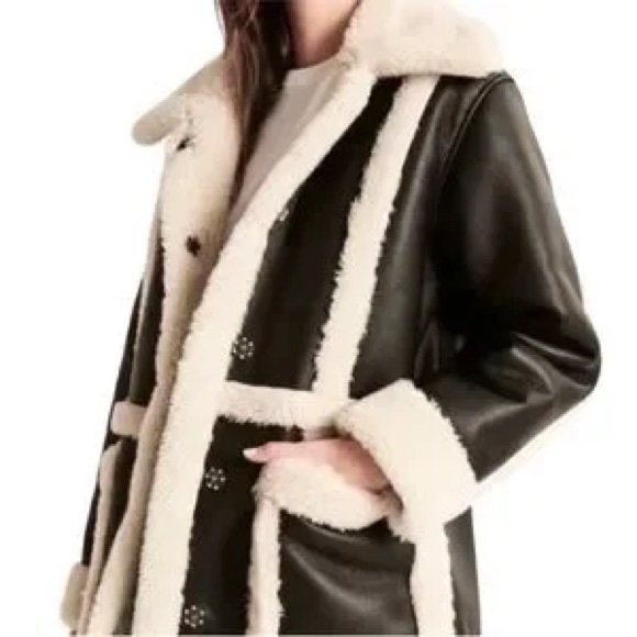 Abercrombie & Fitch Leather Jacket with Cream Accents - Picture 3 of 8